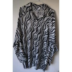 Rosetta Getty Women's Wave Print 100%‎ Silk Tunic Button Up Blouse Size 10